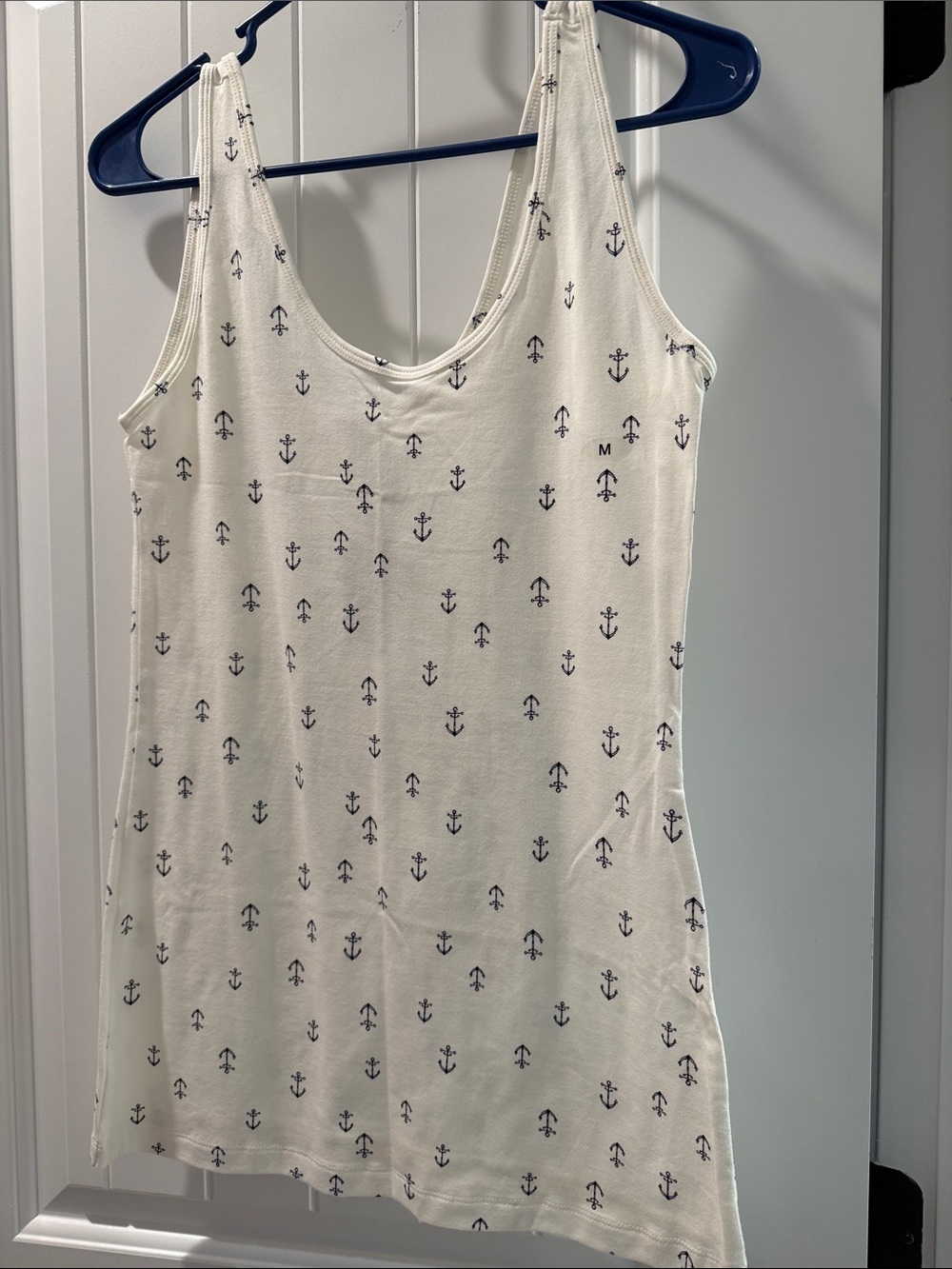 Maurices Cream Tank Top with Navy Anchor Print